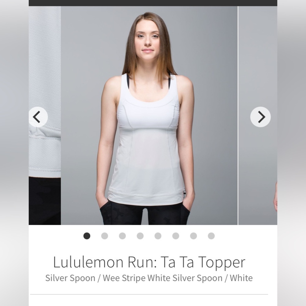 💝 Lululemon Run Ta Ta Topper Silver Spoon Wee Stripe Grey & White 8 $58!!
